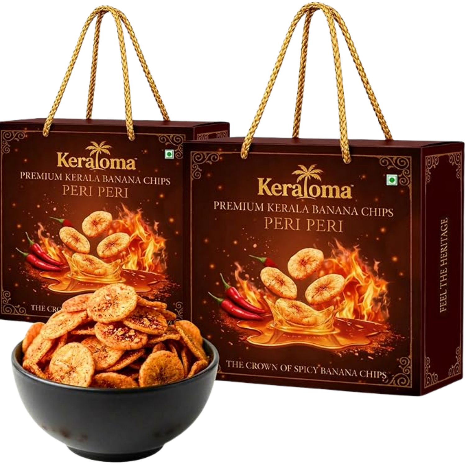 Keraloma Kerala Spicy Banana Chips 1200g ( 2x600g )- Peri Peri Flavour