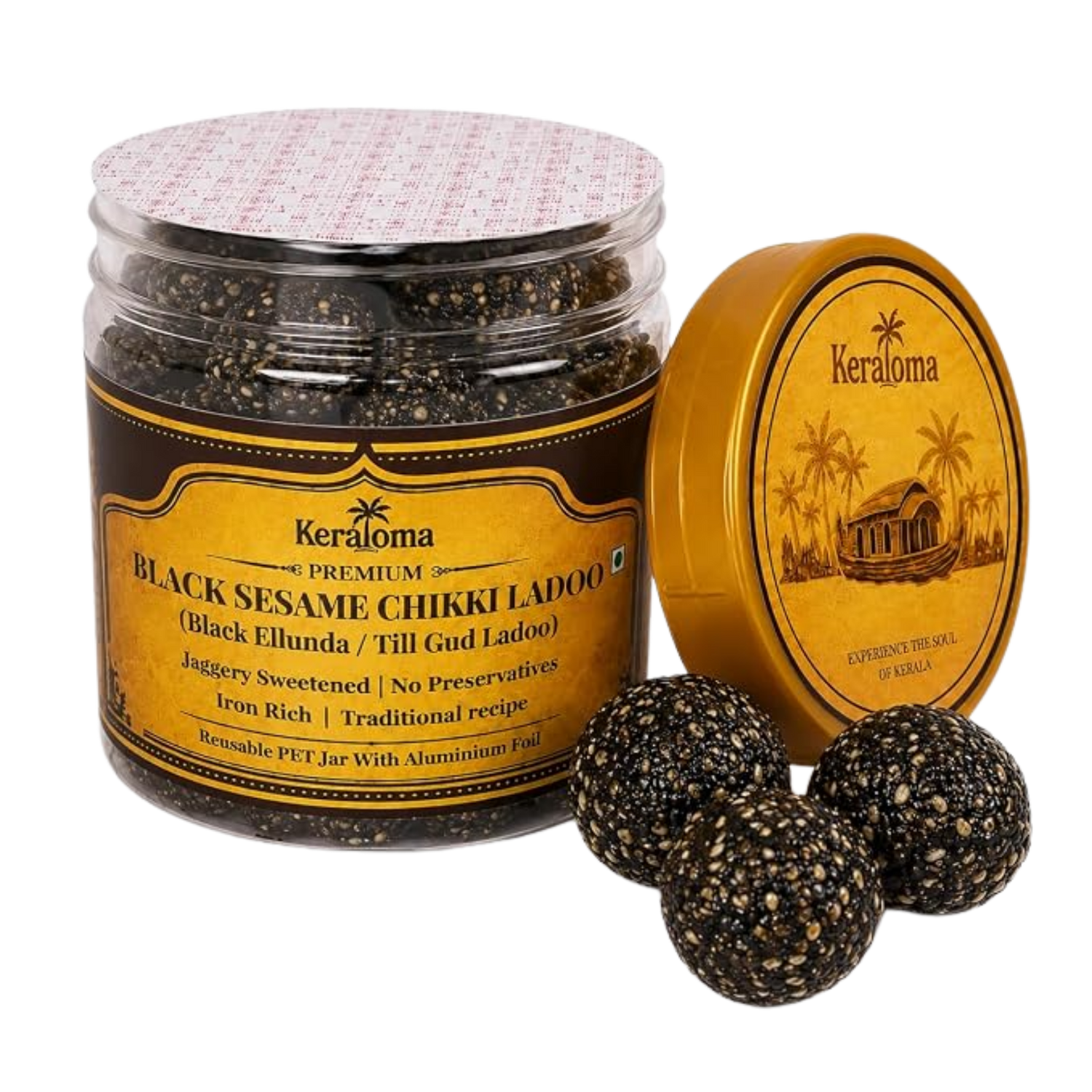 Keraloma Premium Black Sesame Chikki Ladoo 150g (Karutha Ellunda)