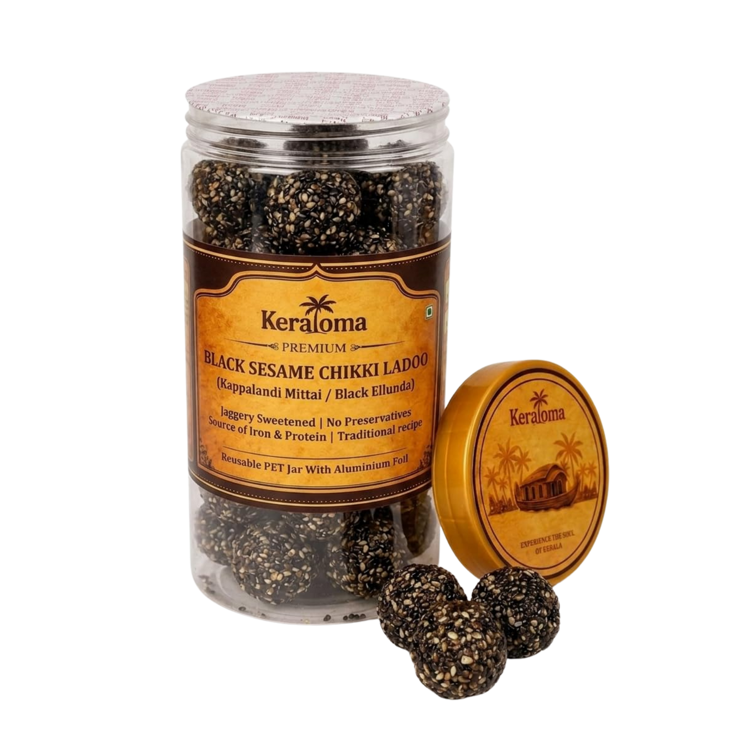 Keraloma Premium Black Sesame Chikki Ladoo 350g (Karutha Ellunda)