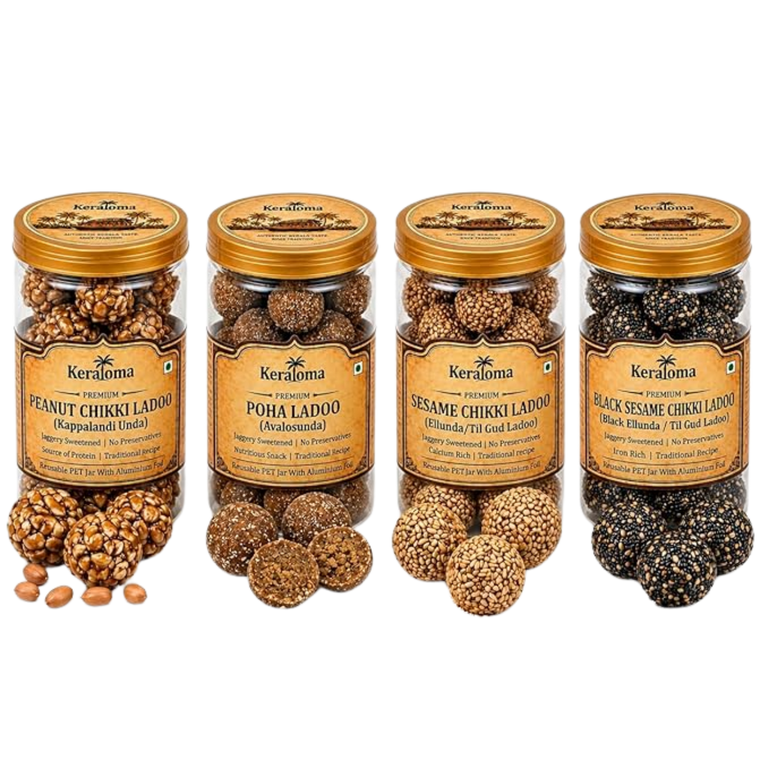 Keraloma Premium Healthy Indian Snacks Ladoo Combo 1700g (4-in-1)